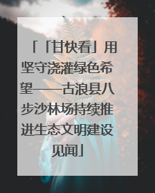 「甘快看」用坚守浇灌绿色希望——古浪县八步沙林场持续推进生态文明建设见闻