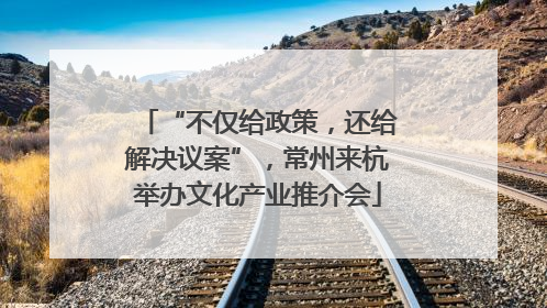 “不仅给政策，还给解决议案”，常州来杭举办文化产业推介会