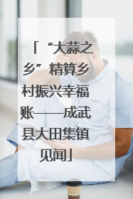 “大蒜之乡”精算乡村振兴幸福账——成武县大田集镇见闻
