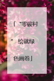 “零碳村” 绘就绿色画卷