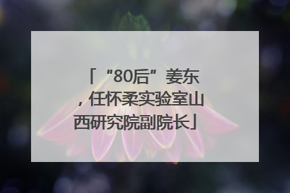 “80后”姜东，任怀柔实验室山西研究院副院长