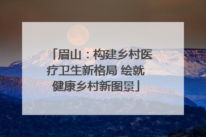 眉山：构建乡村医疗卫生新格局 绘就健康乡村新图景