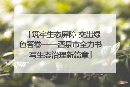筑牢生态屏障 交出绿色答卷——酒泉市全力书写生态治理新篇章