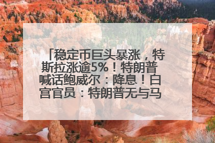 稳定币巨头暴涨，特斯拉涨逾5%！特朗普喊话鲍威尔：降息！白宫官员：特朗普无与马斯克交谈计划，他正考虑卖掉红色特斯拉