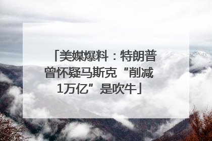 美媒爆料：特朗普曾怀疑马斯克“削减1万亿”是吹牛