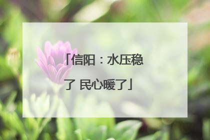 信阳：水压稳了 民心暖了