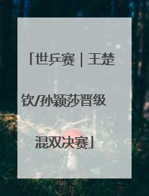 世乒赛｜王楚钦/孙颖莎晋级混双决赛