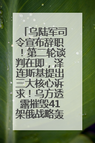乌陆军司令宣布辞职！第二轮谈判在即，泽连斯基提出三大核心诉求！乌方透露摧毁41架俄战略轰炸机