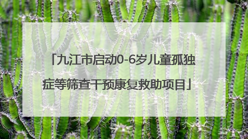 九江市启动0-6岁儿童孤独症等筛查干预康复救助项目
