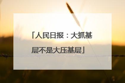 人民日报：大抓基层不是大压基层