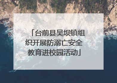 台前县吴坝镇组织开展防溺亡安全教育进校园活动