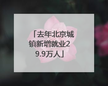 去年北京城镇新增就业29.9万人