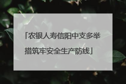 农银人寿信阳中支多举措筑牢安全生产防线