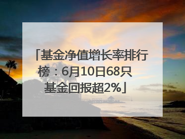 基金净值增长率排行榜：6月10日68只基金回报超2%