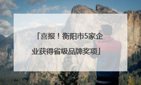喜报！衡阳市5家企业获得省级品牌奖项