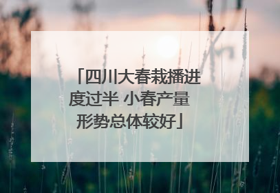 四川大春栽播进度过半 小春产量形势总体较好