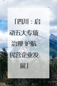 四川：启动五大专项治理 护航民营企业发展