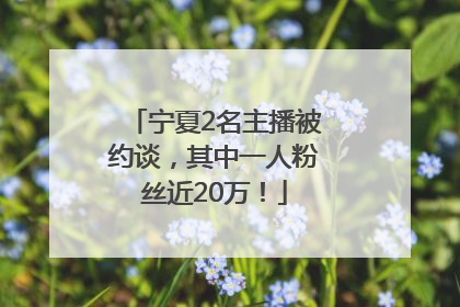 宁夏2名主播被约谈，其中一人粉丝近20万！
