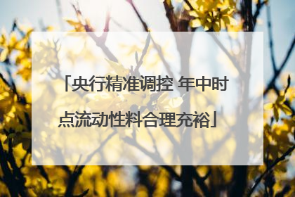 央行精准调控 年中时点流动性料合理充裕