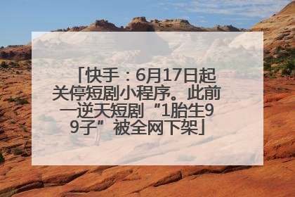快手：6月17日起关停短剧小程序。此前一逆天短剧“1胎生99子”被全网下架