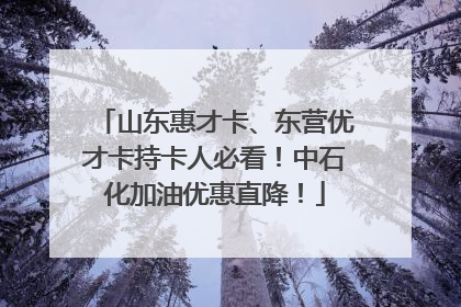 山东惠才卡、东营优才卡持卡人必看！中石化加油优惠直降！