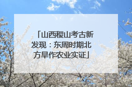 山西稷山考古新发现：东周时期北方旱作农业实证