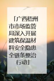 广西梧州市市场监管局深入开展建筑保温材料安全隐患全链条整治行动