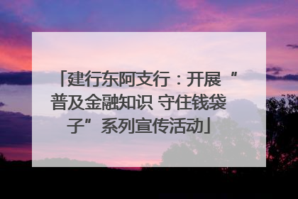 建行东阿支行：开展“普及金融知识 守住钱袋子”系列宣传活动