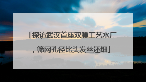 探访武汉首座双膜工艺水厂，筛网孔径比头发丝还细