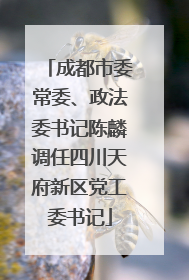 成都市委常委、政法委书记陈麟调任四川天府新区党工委书记
