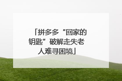 拼多多“回家的钥匙”破解走失老人难寻困境
