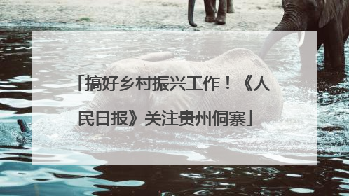 搞好乡村振兴工作！《人民日报》关注贵州侗寨