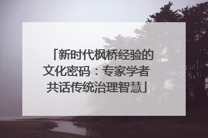 新时代枫桥经验的文化密码：专家学者共话传统治理智慧