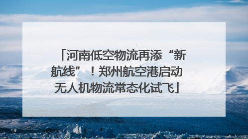 河南低空物流再添“新航线”！郑州航空港启动无人机物流常态化试飞