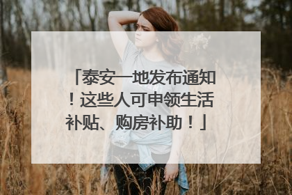 泰安一地发布通知！这些人可申领生活补贴、购房补助！