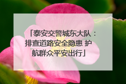 泰安交警城东大队：排查道路安全隐患 护航群众平安出行