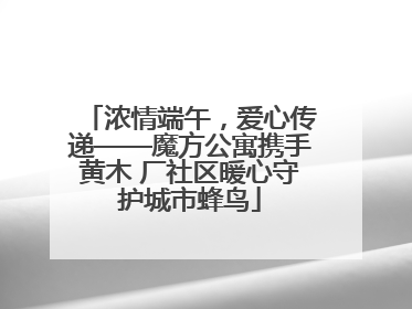 浓情端午，爱心传递——魔方公寓携手黄木 厂社区暖心守护城市蜂鸟