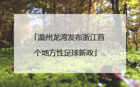 温州龙湾发布浙江首个地方性足球新政
