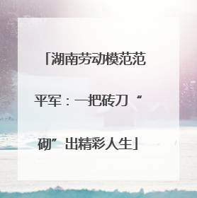 湖南劳动模范范平军：一把砖刀“砌”出精彩人生