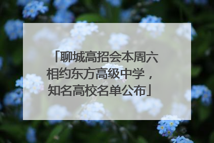 聊城高招会本周六相约东方高级中学，知名高校名单公布