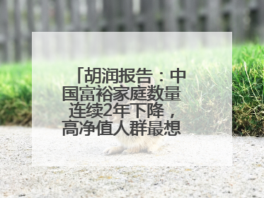 胡润报告：中国富裕家庭数量连续2年下降，高净值人群最想要“健康”