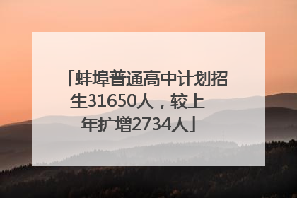 蚌埠普通高中计划招生31650人，较上年扩增2734人