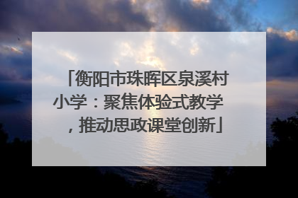 衡阳市珠晖区泉溪村小学：聚焦体验式教学，推动思政课堂创新