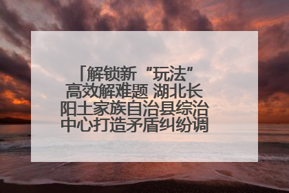解锁新“玩法” 高效解难题 湖北长阳土家族自治县综治中心打造矛盾纠纷调处“终点站”