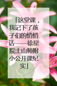 这堂课，我记下了孩子们的悄悄话——徐星院士山师附小公开课纪实