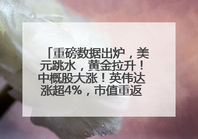 重磅数据出炉，美元跳水，黄金拉升！中概股大涨！英伟达涨超4%，市值重返全球第一！黄仁勋计划出售至多600万股股票