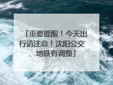 重要提醒！今天出行请注意！沈阳公交、地铁有调整