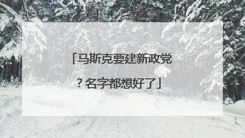 马斯克要建新政党？名字都想好了