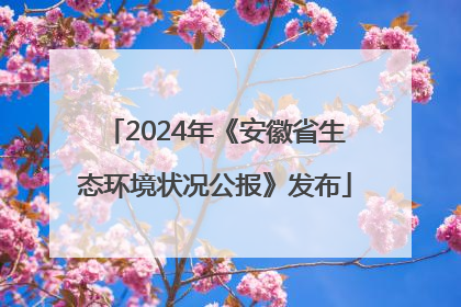 2024年《安徽省生态环境状况公报》发布