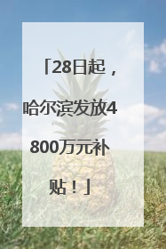 28日起，哈尔滨发放4800万元补贴！